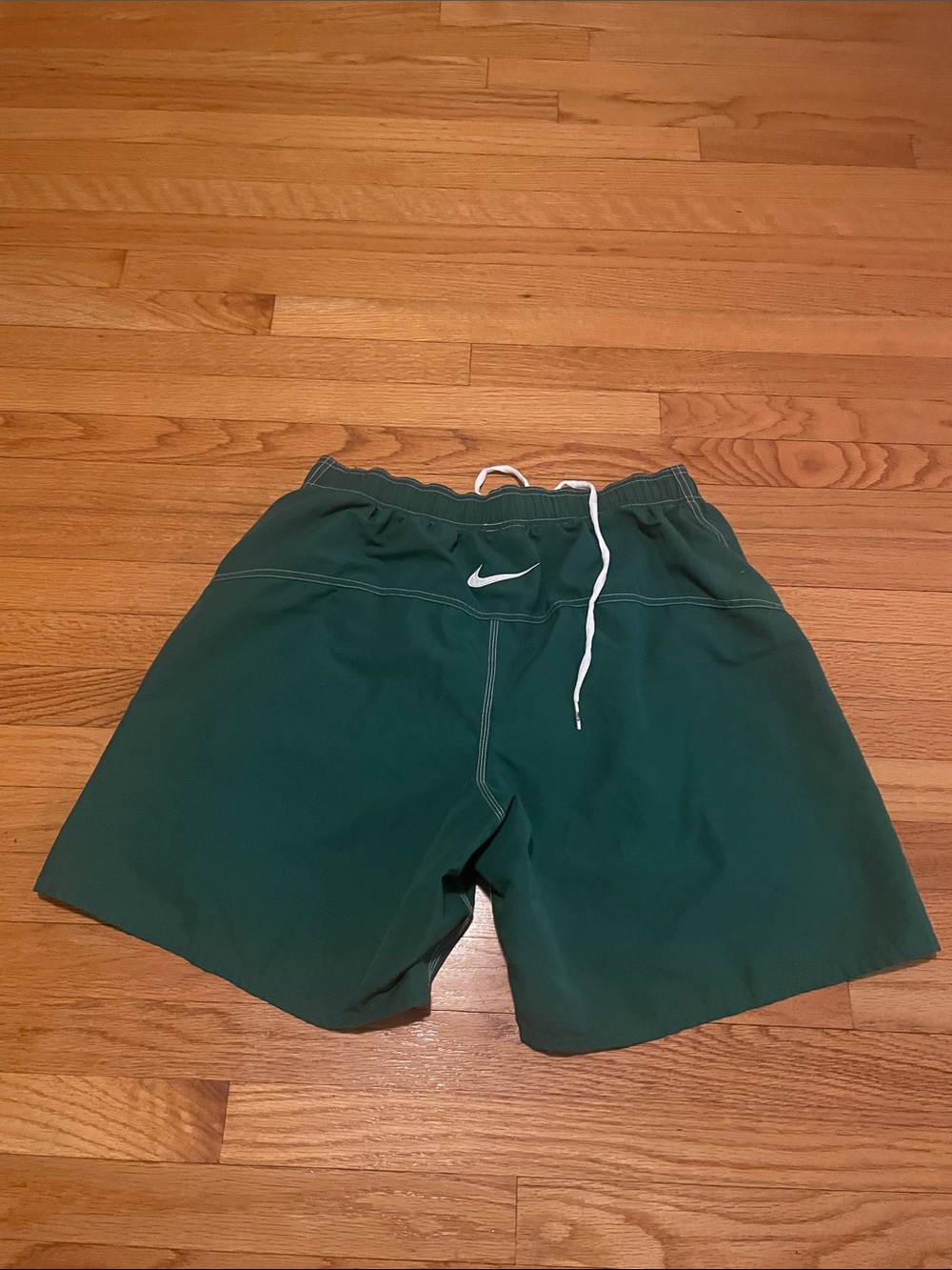 Y2K Nike shorts swimwear Green Athletic Shorts with White Drawstring swimtrunk
